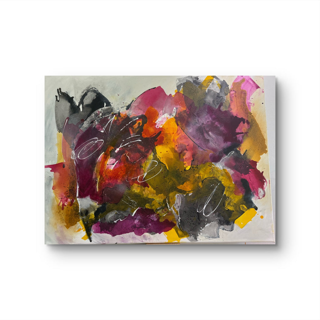 Fire Series Circling Back Abstract Mixed Media Painting Kim Depa Studio SW Michigan