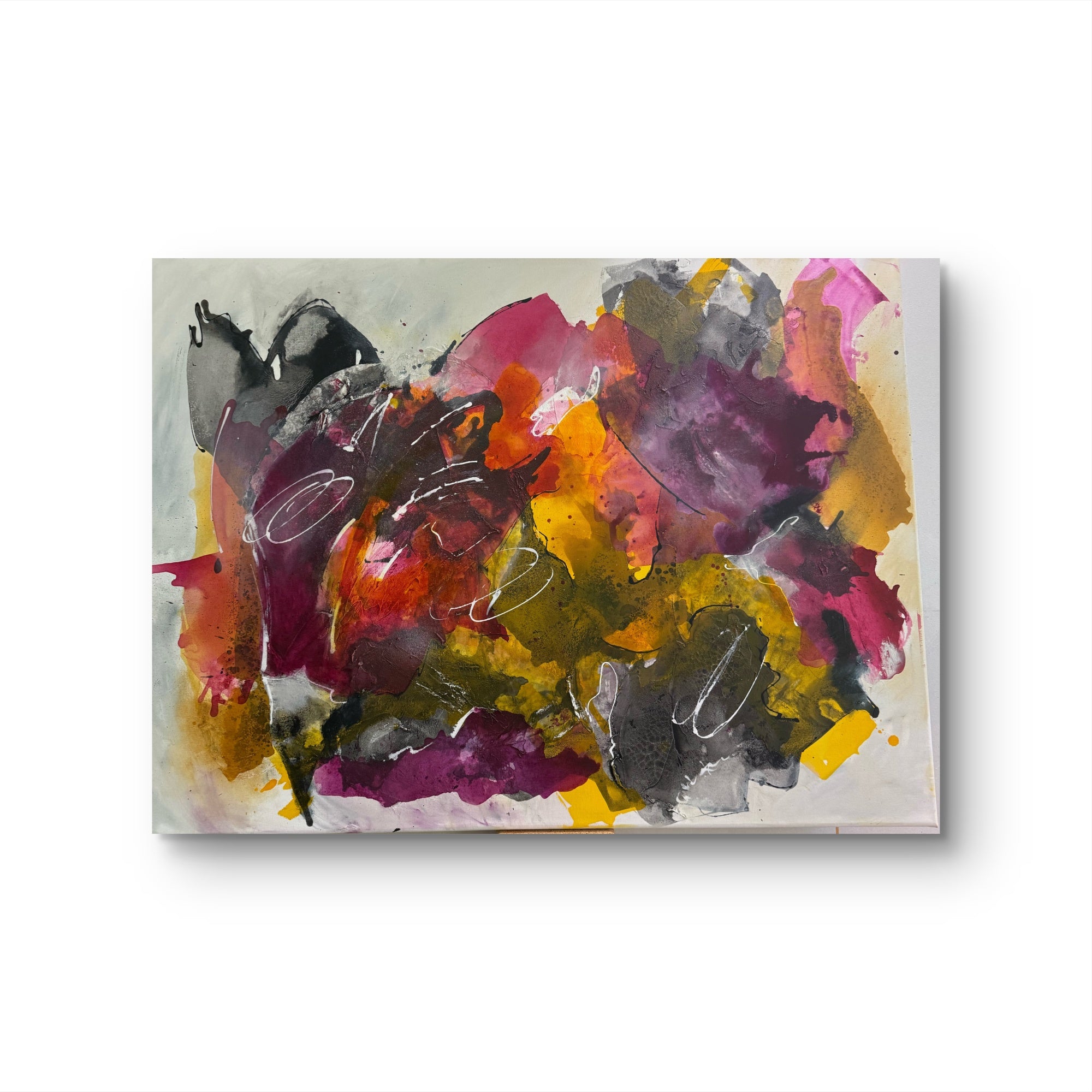 Fire Series Circling Back Abstract Mixed Media Painting Kim Depa Studio SW Michigan
