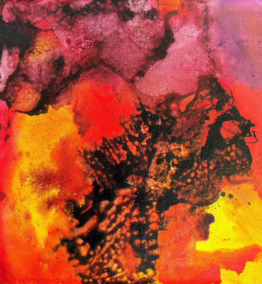 Fire Series She's Not Angry She's Awake Abstract Mixed Media painting on canvas Kim Depa Studio Southwest Michigan 