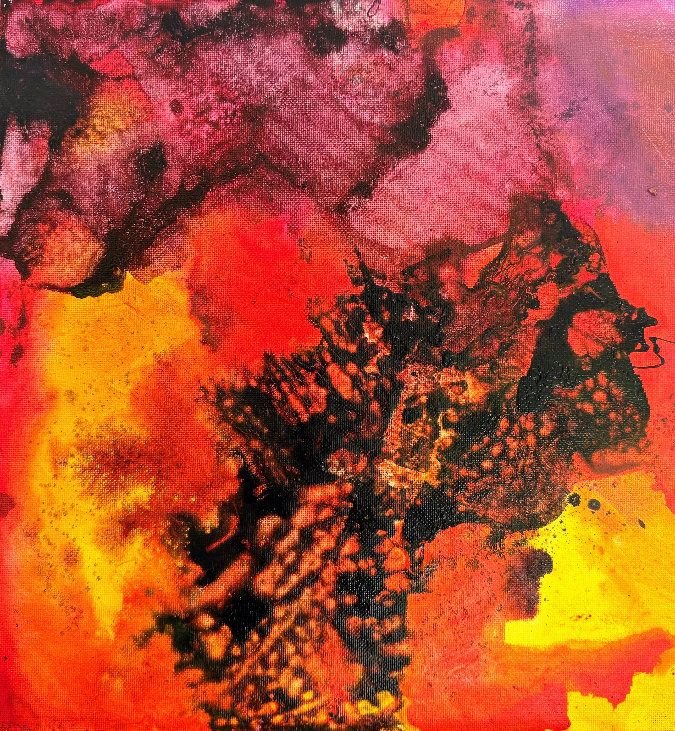 Fire Series She's Not Angry She's Awake Abstract Mixed Media painting on canvas Kim Depa Studio Southwest Michigan 