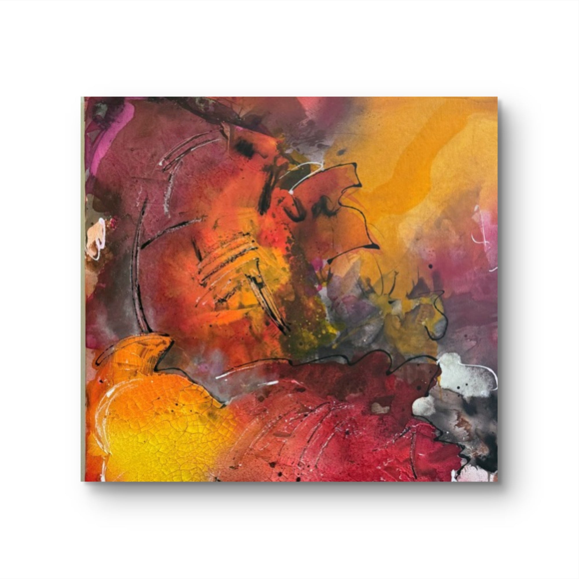 Fire Series Uncontrollable Abstract Mixed Media painting on canvas Kim Depa Studio Southwest Michigan