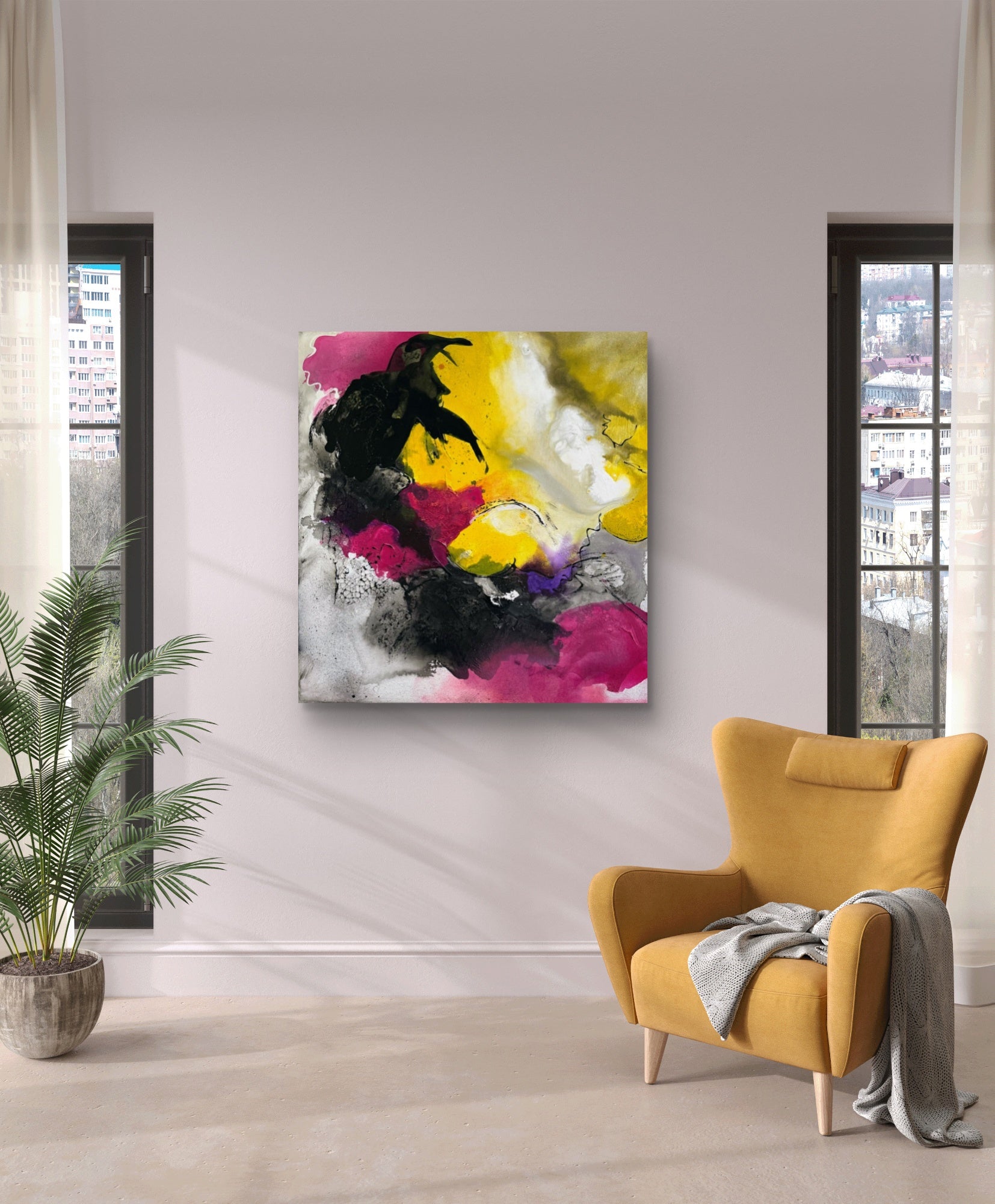 Within Series What Fills the Cracks Abstract Mixed Media painting on canvas Kim Depa Studio Southwest Michigan