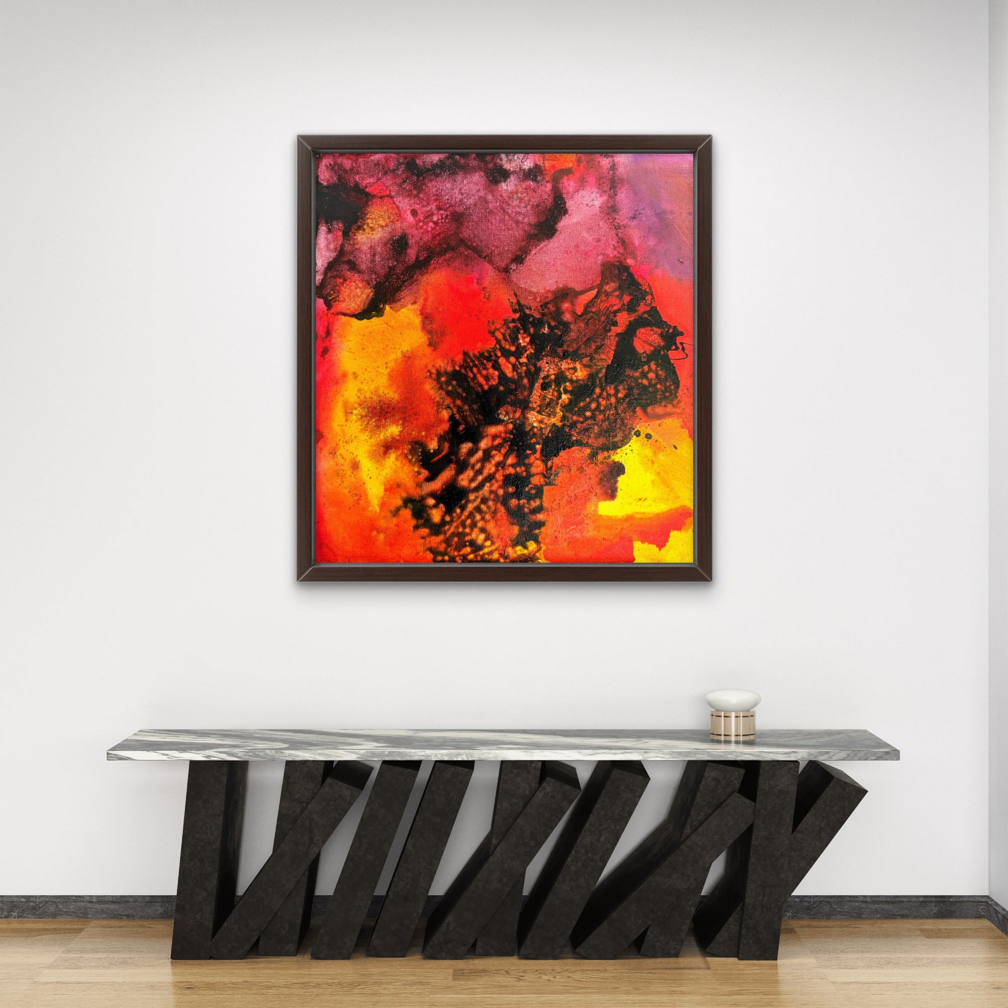 Fire Series She's Not Angry She's Awake Abstract Mixed Media painting on canvas Kim Depa Studio Southwest Michigan